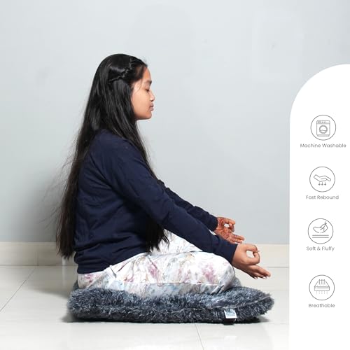 Image of NEXTGO Floor Seat Cushions Yoga Meditation Mat Pooja aasan Soft Extra Comfortable Feather Touch Last Long Upto Washable Material Size 24 x 30 Inch 2 x 2.5 Fit Colour Grey