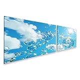 islandburner Prime Bild auf Leinwand Schwebende Blaue Blasen gleiten elegant durch den himmelblauen Hintergrund Kinderzimmer Aquarium-Laden Bilder Wandbilder Poster