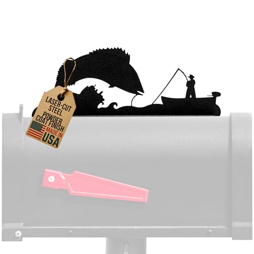 Fisherman in Boat Fishing Angling Mailbox Topper