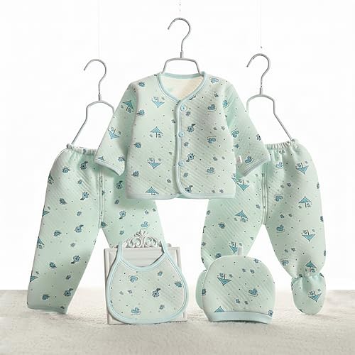 Image of Presents New Born Baby Winter Wear Printed Baby Clothes 5Pcs Sets 100% Cotton Boys Girls Unisex Baby Cotton /Winter or Flannel Suit Infant Clothes
