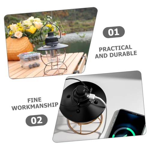 Lampe camping LED rechargeable vintage portable multifonction avec port USB