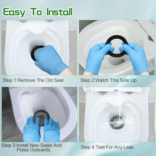 Image of 6Pcs RV Toilet Seal Kit Include 2 Flush Ball Gaskets＆4 Gloves,Flush Ball Seal Replacement 385311658 for Dometic 300 /310 /320, Leakproof Toilet Seals Parts, RV Camping Trailer Accessories