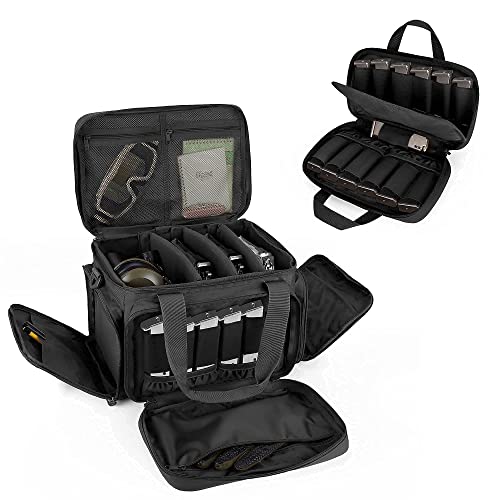 Dsleaf Tactical Gun Range Bag With Pistol Magazine Storage Bag For 4 Handguns And 19 Magazines, Black #TOP15