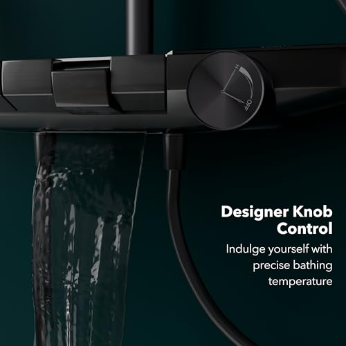 Image of Hindware Italian Collection 4-Way Integrated Shower Console | Piano LED Touch Buttons | Adjustable Overhead Shower | 3-Flow Hand Shower | 2-Flow Kid Shower | Cascade Flow | Thermostat Control