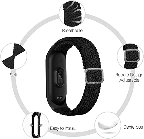 Keecuty Nylon Bracelet for Mi Band 6/5/4/3 Bracelet Elastic Fabric Braided Soft Nylon Sports Bracelets Elasticity Breathable Expandable Watch Strap for Mi Band 6/5/4/3 - Image 4