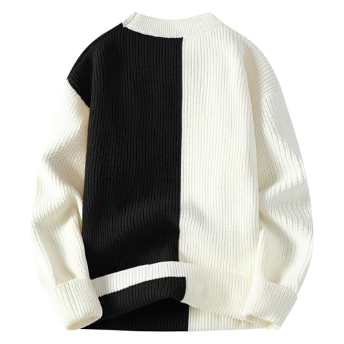 Men's Oversized Sweater Fashion Colorblock Knit Sweaters Loose Casual Long Sleeves Crewneck Pullover Knitwear Tops2