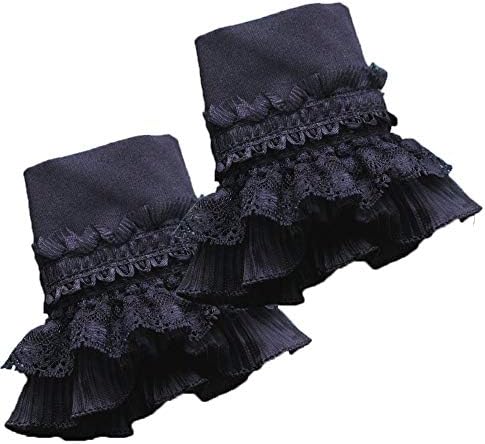 YAKEFJ Floral Layered Lace Cuff Stretch Bracelet False Sleeves Wrist Cuffs 1 pair