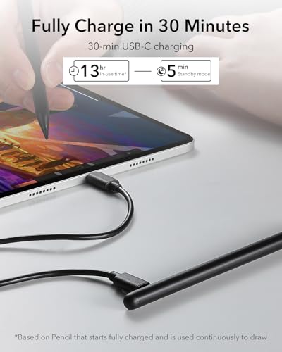 ESR for Apple Stylus Pen with Tilt Sensitivity, iPad Pencil for Apple iPad 10/9/8/7/6, iPad Pro 11, iPad Pro 12.9, iPad mini 6/5, and iPad Air 5/4/3, Palm Rejection, Magnetic Attachment, Black