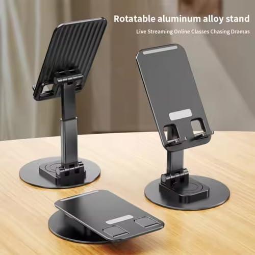 Image of TAZLYN Mobile Stand for Desk Phone Stand for Desk 360Rotatable & Foldable All Smartphone Tablet Mobile Stand for Compatible Base Multiple adjustments of Height and Angle(Black)