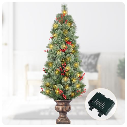 Gfialy 4ft Porch Christmas Tree,Mixed Pine Potted Christmas Tree for