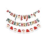 クリスマス 飾り付け クリスマスガーランド フェルト 2mm厚手 クリスマスパーティー装飾 吊り下げ 壁/窓/天井/リビングのデコレーション 雑貨 メリークリスマスバナー Christmas decorations クリスマスツリー飾り オーナメント イベントグッズ 吊り旗 3本セット (レッド)