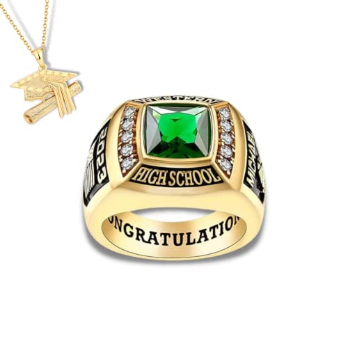 Mementos USA Premium American Brand Class Ring for Men – Express 5 Day Option - Deluxe Collection – Genuine 925 Sterling Silver or 10KT Gold – Customized High School College University Class Ring – Graduation Gifts