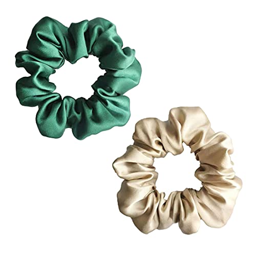 Haargummis aus 100 % reiner 19 Momme Maulbeerseide, weiche Schlaf-Haargummis, Seiden-Brokat, für Damen und Mädchen