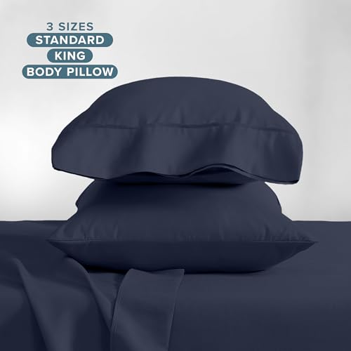 Image of Bare Home Premium 1800 Ultra-Soft Microfiber Pillowcase Set - Double Brushed - Hypoallergenic - Wrinkle Resistant (Standard Pillowcase Set of 2, Midnight Blue)