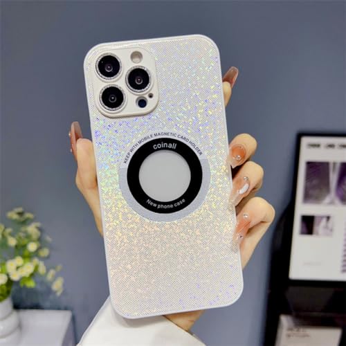 Étui de chargement sans fil en cuir à paillettes de luxe pour iPhone 11 Pro Max