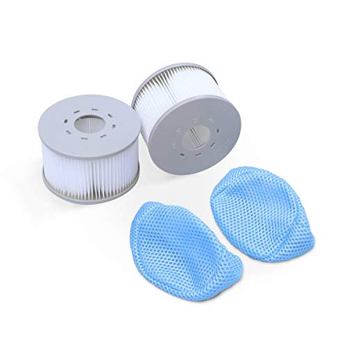 Alice'S Garden - Juego De 2 Filtros Con Redes Para Spas Hinchables Mspa V2, Ø108Cm - 2 Cartuchos De Filtro De Recambio Para Spas Hinchables Mspa + 2 Redes De Protección Para Spa 2020