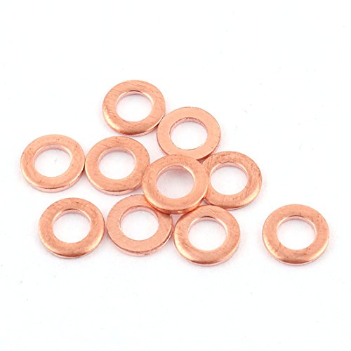 Aexit 10pcs 4mm Control Cables x 7mm x 1mm Flat Ring Copper Crush Washer Sealing Control Cable Accessories ket Fastener
