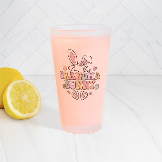 CafePress Happy Easter Grandma Bunny Pint Glass, 16 oz. Drinking Glass