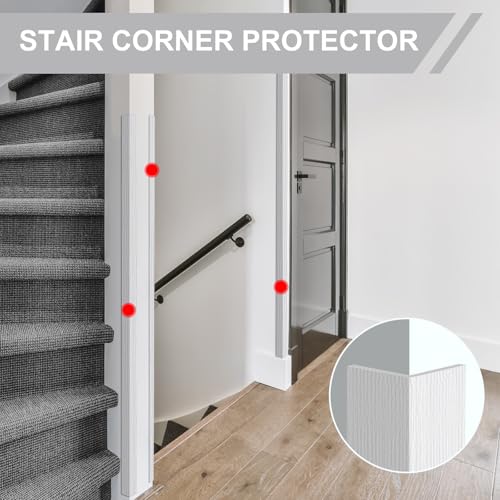 Image of Wall Corner Protector,Self Adhesive Corner Guards for Stair Walls. 59 Inch x 1-5 /8 Inch White Corner Protector for Walls Avoid Scratching,2PCS.
