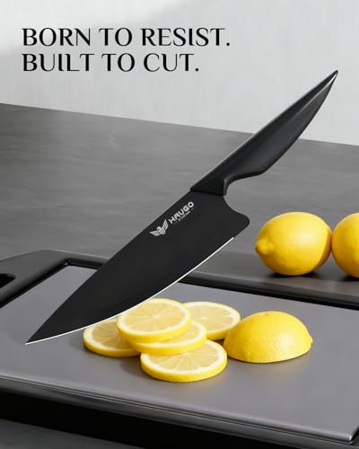 Haugo Kitchen Knife Set with Block: 15-Piece High Carbon Stainless Steel Professional Knives - Dishwasher Safe with Sharpener - Comfortable Grip Reduces Hand Fatigue 30% - Black - Image 4