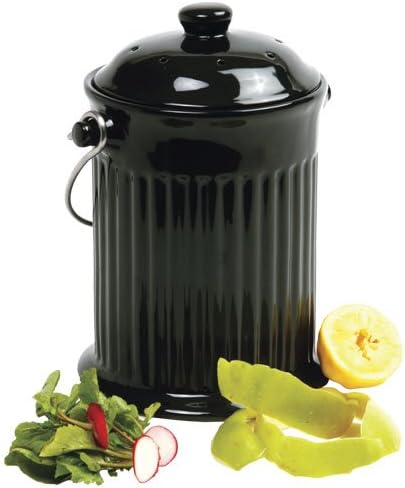 Odor-Free Compost Keeper Ceramic Crock - Black