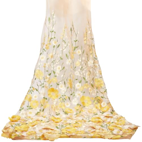 DIY Tutorial: Creating a Florante at Laura Costume on a Budget 3 CABODYALS 1.88 Yards Yellow 3D Flower Lace Fabric Floral Embroidered Mesh Fabric By the Yard Vintage Sheer Polyester Tulle Gauze Embroidery Cloth for Sewing Making Crafts Clothes Dress Wedding Costume