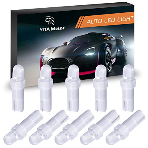 YITAMOTOR 10 Pack 74 70 37 17 T5 Hat LED Bulb White for LED Dashboard Gauge Instrument Panel, 58 73 12V LED Light Bulb, 5050 Tri-Cell 1-SMD