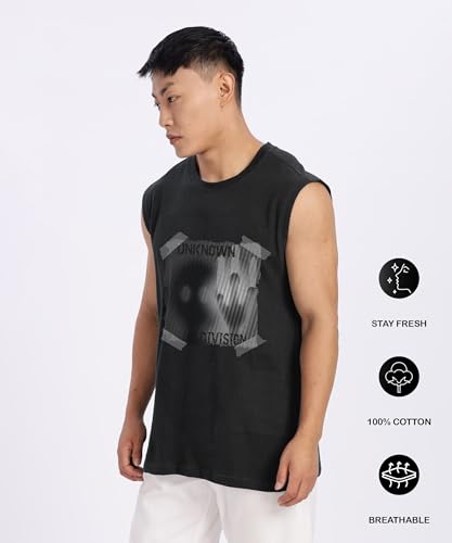 Image of SHODOX Men's 100% Cotton Tank Tops Round Neck Sleeveless Sports Loose fit Vest (Pack of 1)