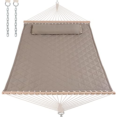 ANOW Double Hammock with Spreader Bars and Detachable Pillow, Light Brown by ANOW - Used condition - US$66.71