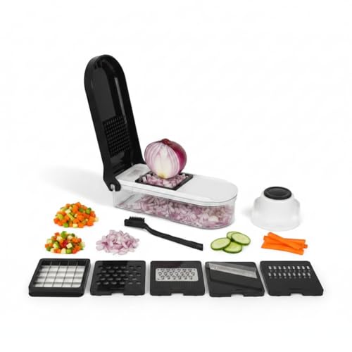 6-in-1 Vegetable Chopper & Mandoline Slicer — Food Chopper with Container, Onion Dicer, Julienne Cutter, Shredder, Grater — Salad, Potato, Cucumber, Carrot, Tomato, Cheese — Artigee by Artigee - Used condition - CA$20.70