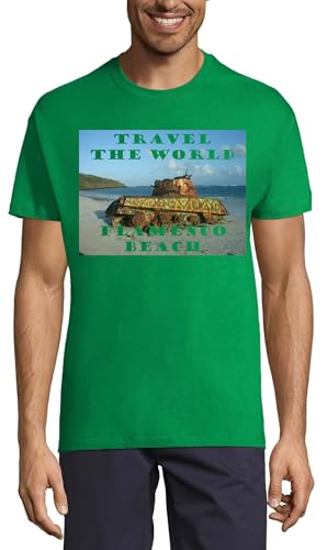 T-shirt Flamenco Beach homme col rond coton respirant vert Kelly
