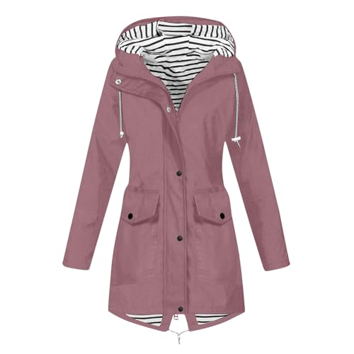 Regenanzug Damen,Regenjacke Damen Wasserdicht Atmungsaktiv Softshelljacke Regenmantel Windbreaker Elegant Leichte Sommerjacke Lang Übergangsjacke Gefüttert Funktionsjacke...