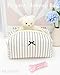PAZIMIIK Cozy Makeup Bag Small Aesthetic Travel Zipper Cosmetic Pouch for Women Make Up Beauty Accessories Brushes, Stripe Black