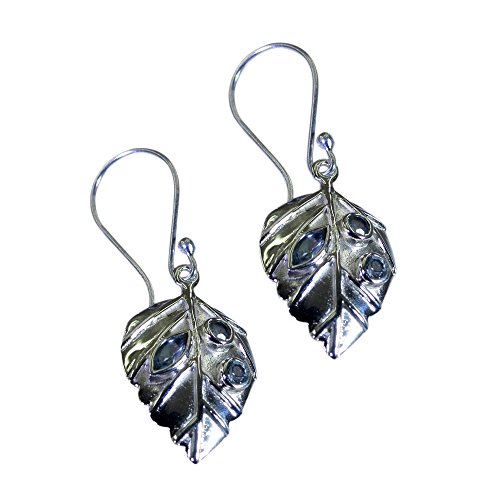 Boucles d'oreilles topaze bleue en argent massif fait main - 2