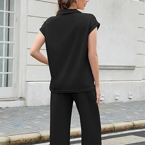 Meonsopoli 2 Piece, V Neck Short Sleeves Ventilated Wrinkle Resistant Sweatsuits Sets, Womens 2 Piece Summer Outfit4