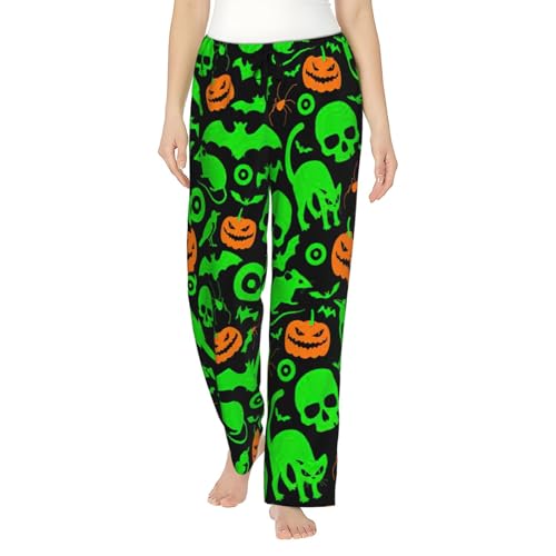Pantalon de pyjama citrouille Halloween pour femme léger et fluide en grande taille du S au 3XL