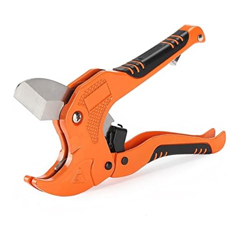 Bates- PVC Pipe Cutter, Cuts up to 1-1/4", Ratcheting PVC Pipe Cutter Tool, Pipe Cutters PVC, PVC Pipe Shears, PVC Cutter, Plastic Pipe Cutter, PEX Pipe Cutter, PVC Cutter Tool, PVC Ratchet Cutter Cover