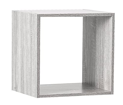 5 five simply smart 5five - Étagère Cube Modulable Mix N' Modul Effet Chêne Gris - 34,5 x 32 x 34,5 cm - Meuble de Rangement pour Salon, Chambre, Bureau