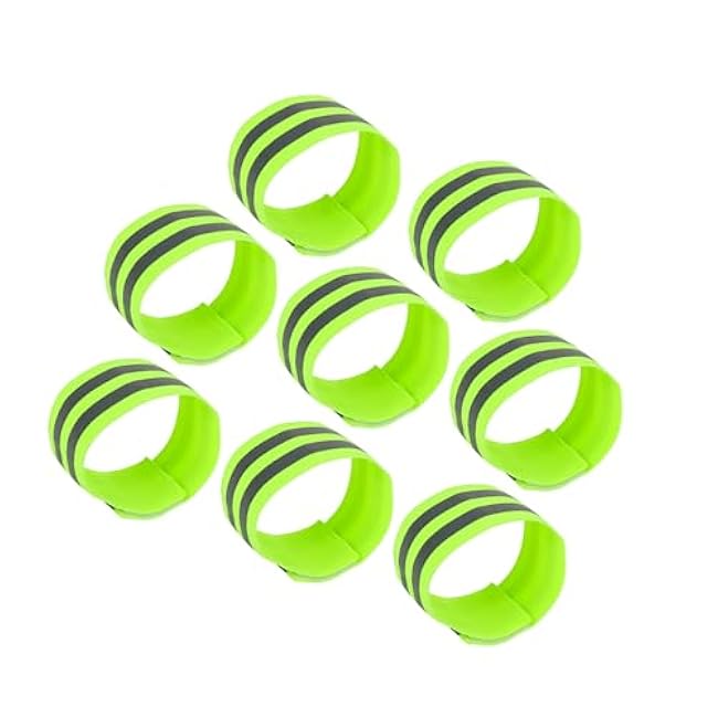 Motoforti 8pcs Reflective Bands for Arm Reflective Armbands High Visibility Night Cycling Riding Reflector Tape Straps Bracelet Green Long-Lasting