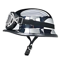 Motorhelm Halfhelm Jethelm Vintage Duitse stijl Cruiser Chopper Scooterhelm Bromfiets Open helm Half Shell helm DOT ECE goedgekeurd,C XXL(63 64cm