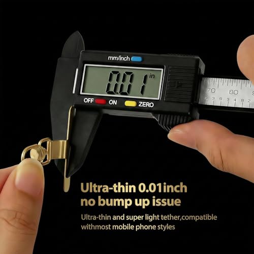 cmetta 2 PCS 360°Rotatable Metal Phone Tether Tab for iPhone，Cell Phone Lanyard Replacement Part for All Full Phone Cases,Black+Gold，Thin Strip Type - Thumbnail 2