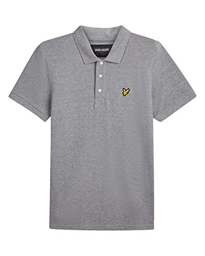 Lyle & Scott Men's Polo Shirt Regular Fit Plain Polo Short Sleeve Polo Shirt, Grey (Mid Grey Marl T28), Small (Manufacturer Size:S)
