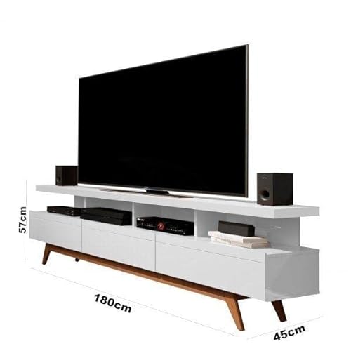 Rack para TV 72 Polegadas 3 Gavetas Vivare Wood Giga Móveis Branco