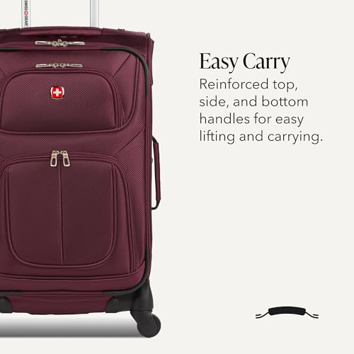 Image of SWISSGEAR Sion Softside Expandable Spinner Luggage Durable Lightweight Travel Suitcase, Merlot, 2-Piece Set (Carry-On /Large)