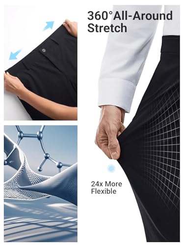 Mens Dress Pants, Men's High Stretch Iron Free Classic Pants Lightweight Breathable Pant for Golf Work Business3