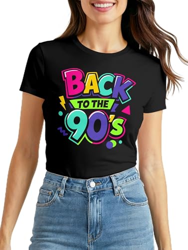 T-shirt femme Back to 90s MoonWorks idéal pour soirée fluo et fêtes