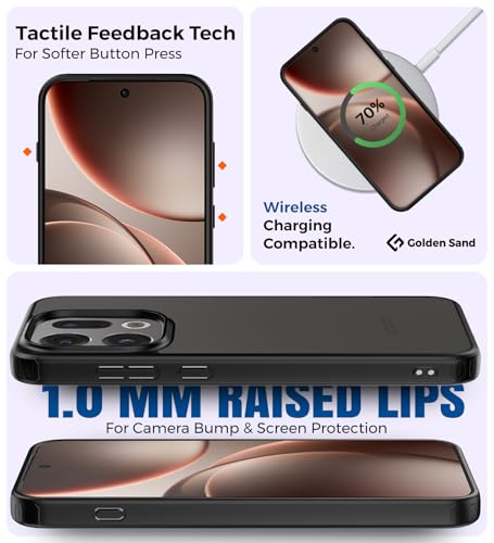 Image of Golden Sand for Oppo Find X9 5G, Oppo Find X9s 5G Back Cover - Rugged Frosted Semi Transparent PC Shock Proof Slim Case, Space Black