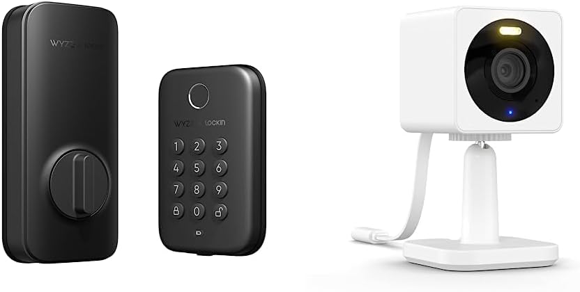 Wyze Auto-Lock Bolt Fingerprint Deadbolt and Wyze Cam OG 1080p Wi-Fi Security Camera Bundle