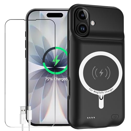 YINGYKJ Battery Case for iPhone 17 Enhanced 10000mAh Portable Protective Wireless Charging Case Support Carplay Compatible with iPhone 17 (6.3 inch) Rechargeable Extended Battery Charger (Black)