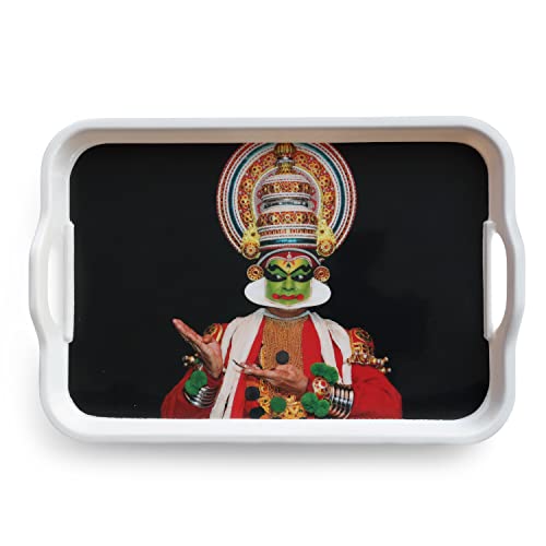 Image of SUPERWARE | Food Grade Melamine | Serving Tray Set - Handy Tray Kathakali (2 nos.) | Serveware, Tableware, Stain Free, Glazed Finish